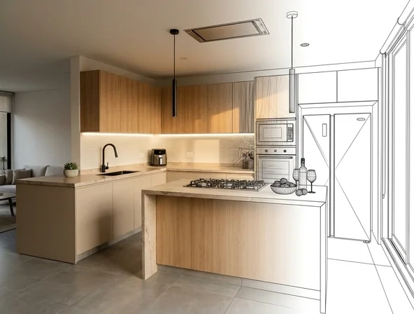 High quality 3D render kitchen